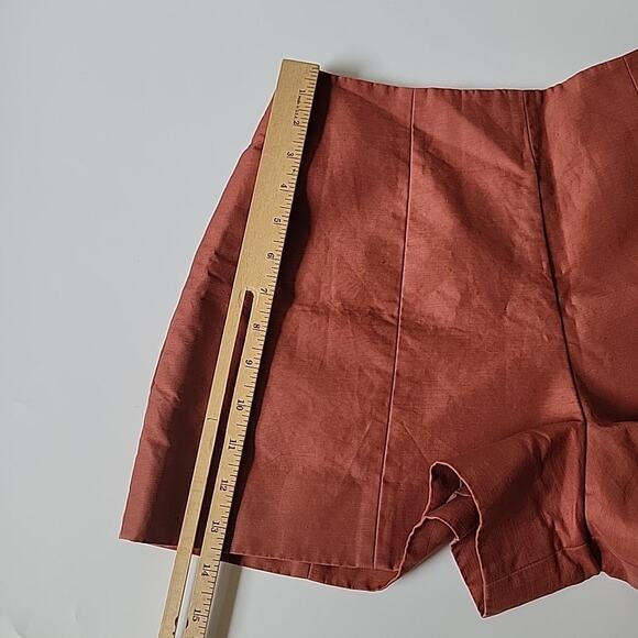 Kate Spade Saturday Lined Shorts Rust Cotton Linen High Rise Designer Preppy - Picture 8 of 12
